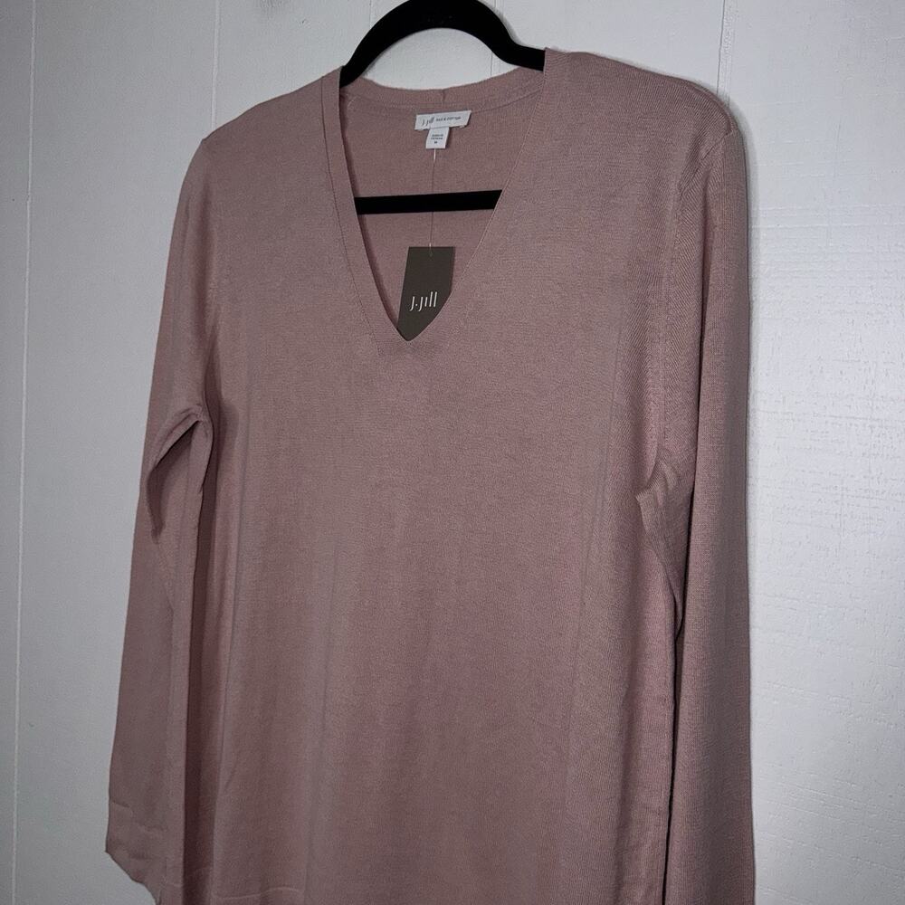J. Jill Women’s Silk Cotton V Neck Sweater Quartz Pink Size Medium NWT - Picture 3 of 5
